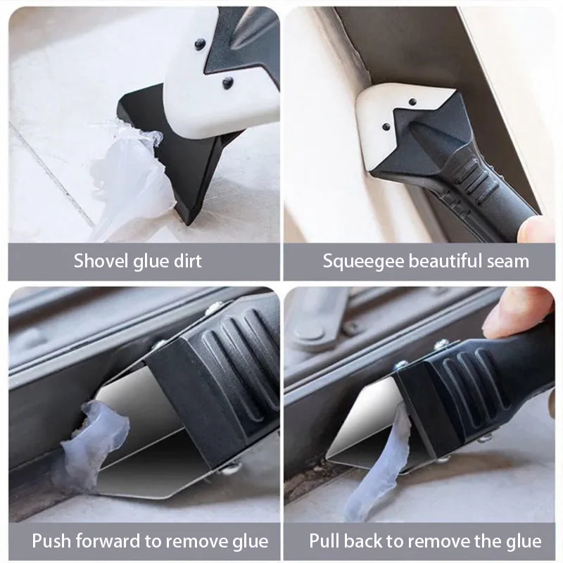 5In1 Silicone Scraper Caulk Tools Glass Glue Angle Scraper Stainless Steelhead Finisher Sealant Scraper Remove Scraper Grout Kit