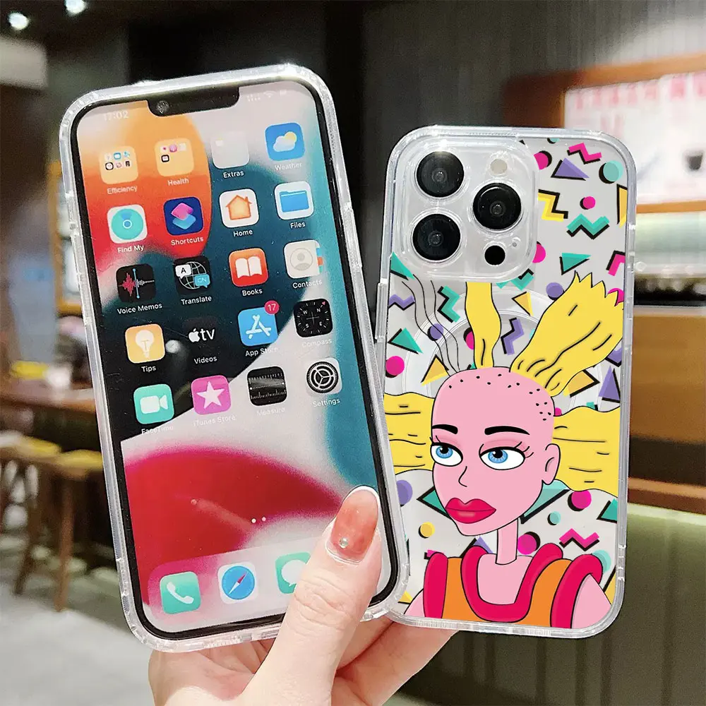 حافظة هاتف مغناطيسية رائعة مضحكة لهاتف آيفون 17 16 15 14 13 12 11 8 7 Air Plus Pro Max X XR XSMax غطاء من البولي يوريثان الحراري الناعم الشفاف