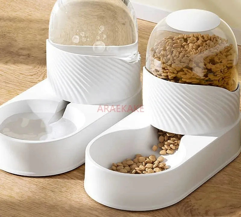 Cat Bowl Dog Bowl Automatic Water Dispenser Feeder Integrated Cat Drinking Water Double Bowl Neck Protection Pet Supplies