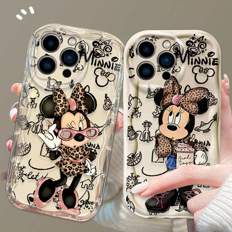 Disney Minnie Mouse 3D Wave Case For iPhone 15 14 13 12 11 Pro Max X XR XS 8 7 6 6S Plus SE 2020 Shockproof Clear Back Cover