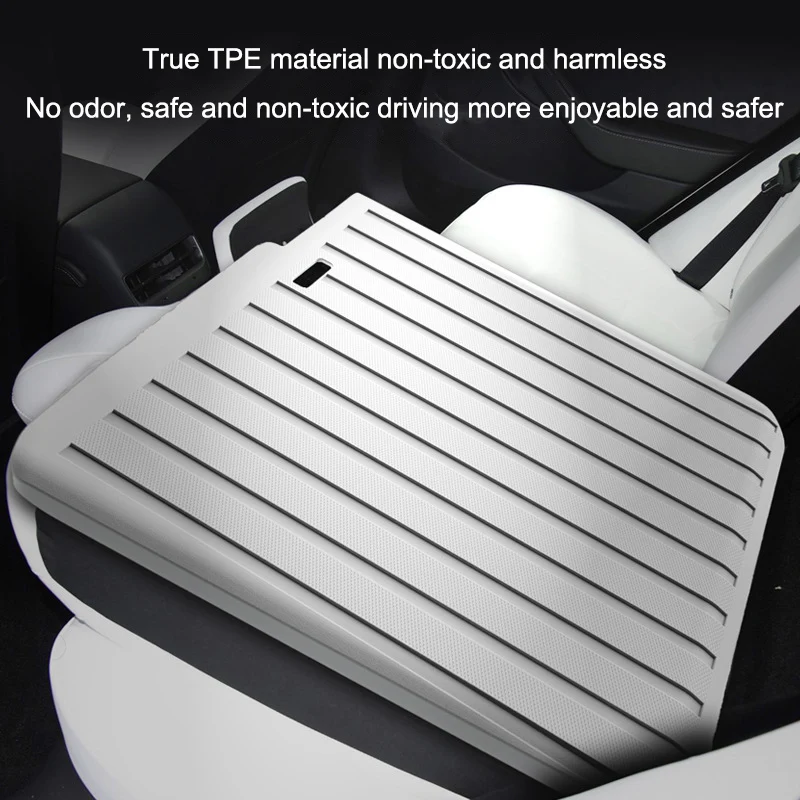 White TPE Seat Cover Cushion Frunk & Trunk Protector Anti-Kick Mats for Tesla Model Y Model 3 2021-2023 Cargo Tray Floor Mat