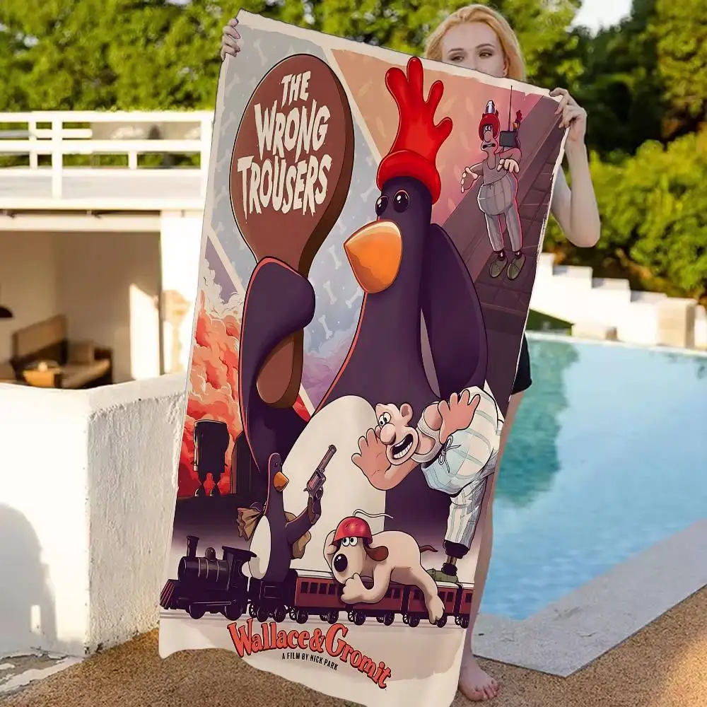 W-Wallace وG-Gromits مناشف الشاطئ الكبيرة المصنوعة من الألياف الدقيقة، منشفة سريعة الجفاف، مناشف الشاطئ الرملي، منشفة حمام السباحة للسفر، حمام السباحة، اليوغا #1