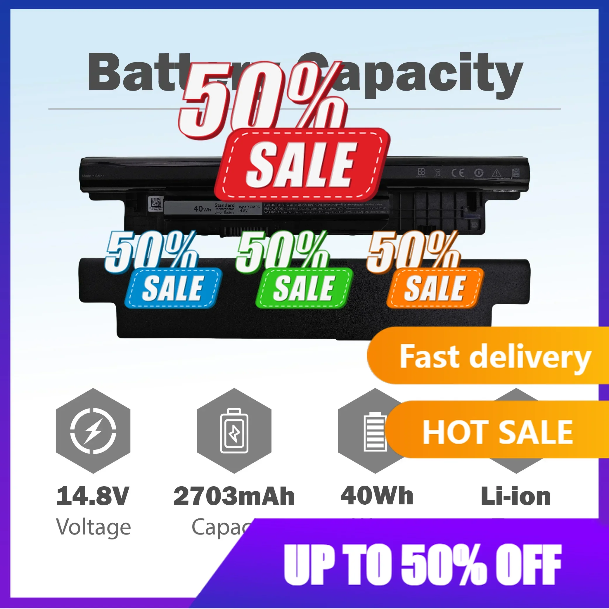 

【Fast Delivery】New XCMRD 40WH Battery For Dell Inspiron 15 3000 Latitude 3540 3440 P28F P40F FW1MN 4WY7C 3421 5437 3521 3542 553