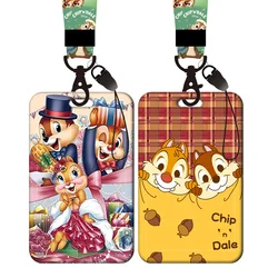 Disney Chip 'n' Dale Lanyard Card Holder Cute Boys Neck Strap Credit Card Pass Keychain Mobile Phone Rope Accessories Gifts