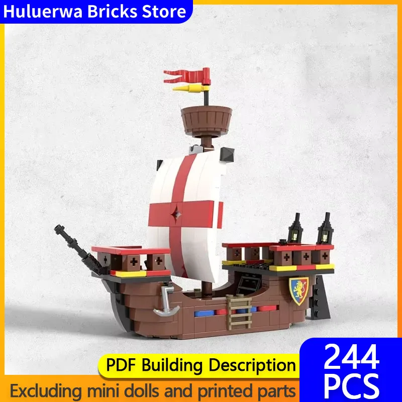 Medieval Military Boats Model MOC Building Bricks A Castle Ship Modular Technology Gifts Holiday Assemble Children Toys Suit