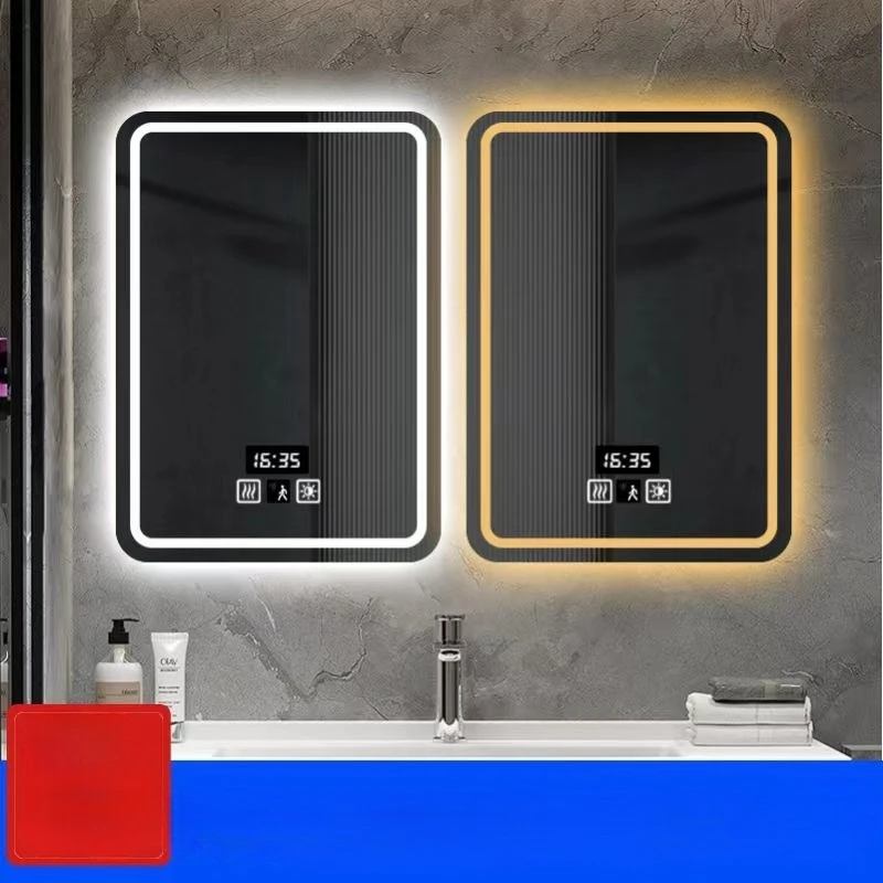 

Hotel Bathroom Mirror Square Smart LED Bathroom with Light Defogging Makeup Luminous Touch Screen Wall Hanging Vanity Mirror
