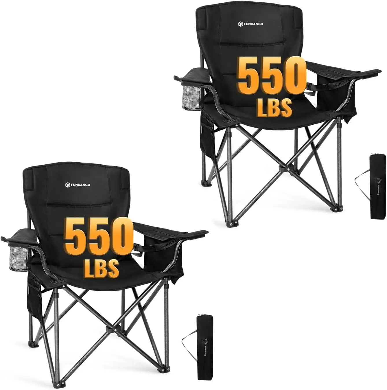 

Oversize Fold Camping Chair for Adults 2 Pack, 550 Lbs Portable Beach Fishing Lawn Chair with Cushion seat & Back