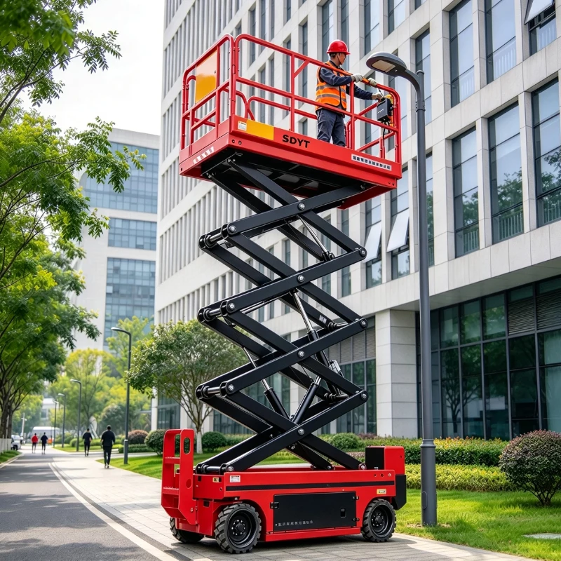 Mobile Self Propelled Scissor Lift Table High Safety Aerial Working Platform Customized With Extension Deck