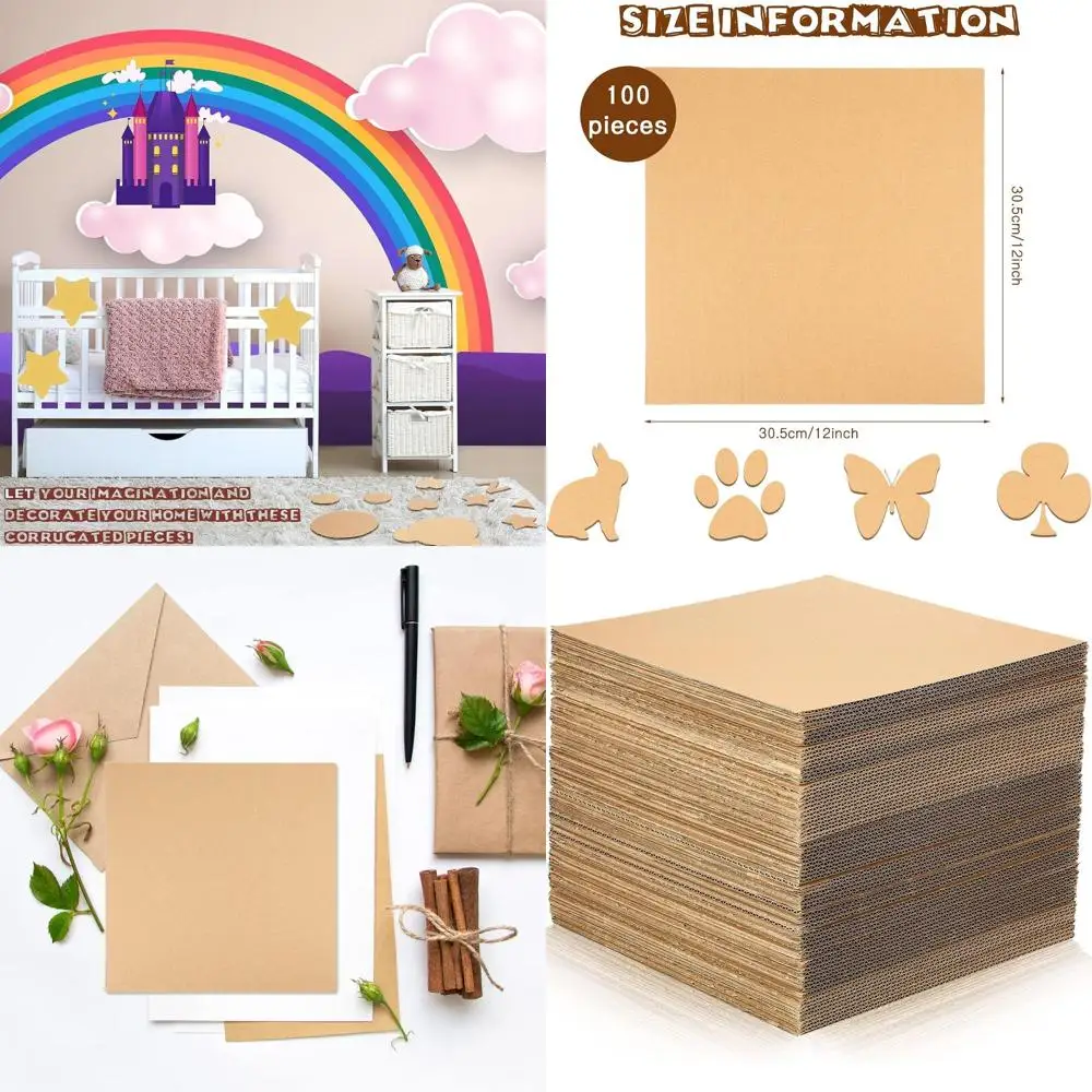 

100 листов гофрированного картона коричневого цвета, 12x12 дюймов, для упаковки, подкладки и рукоделия