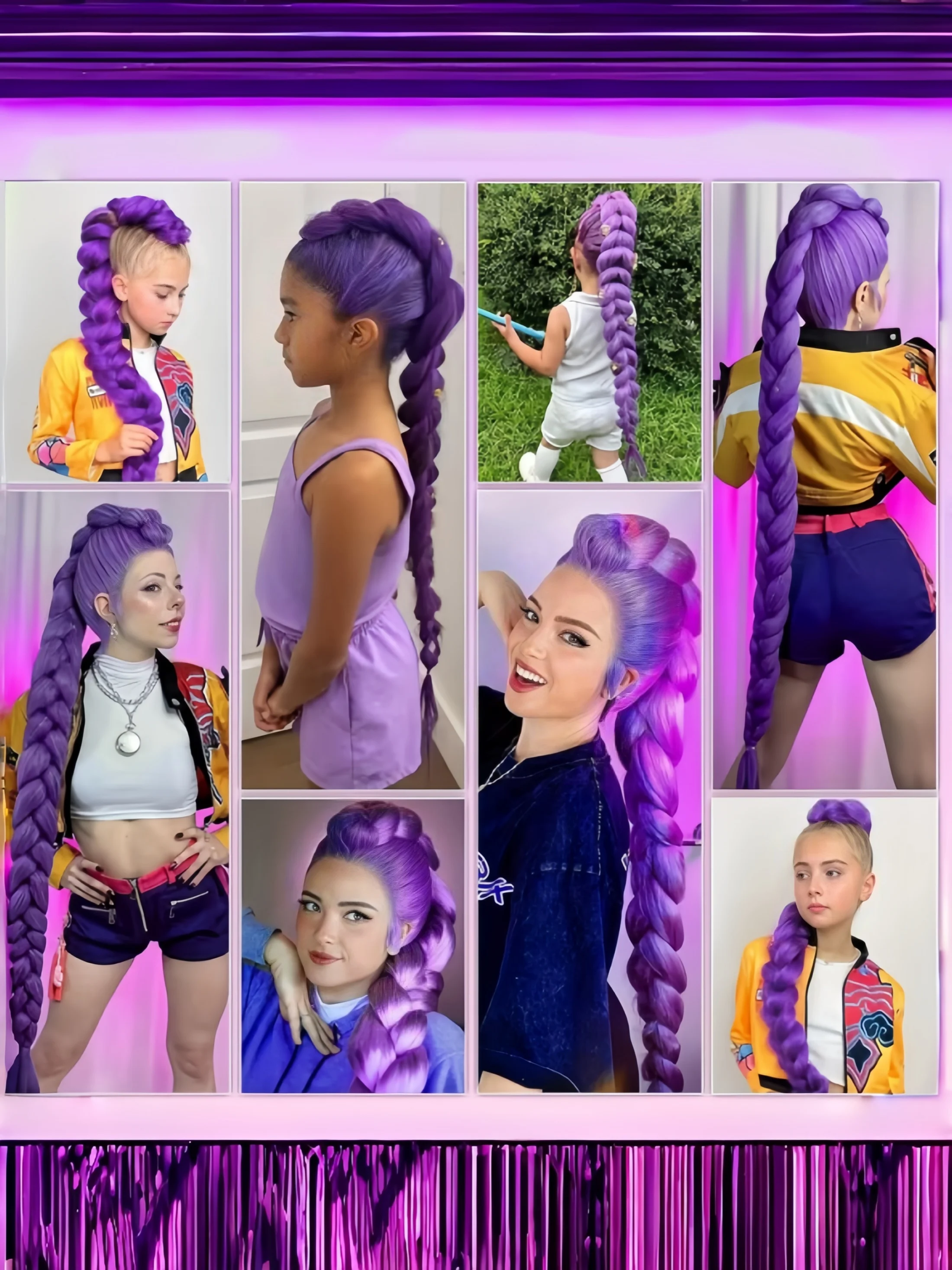 Anime Character Purple Long Hair Fishbone Braid Hairpin Ponytail Artificial Wig |   High Temperature Resistant Fiber, Curly Waves, Holiday Clothing, Holiday Hair Accessories, Black Friday, Suitable for Girls, Women.