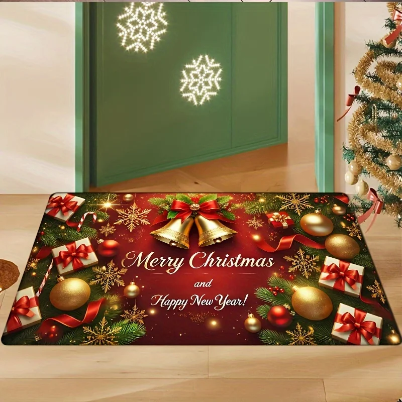 VIKAMA Luxurious, Festive, Winter Warm Christmas Rug, Porches, Bathrooms And Kitchens Non-Slip And Dirt-Proof Carpet Home Decor