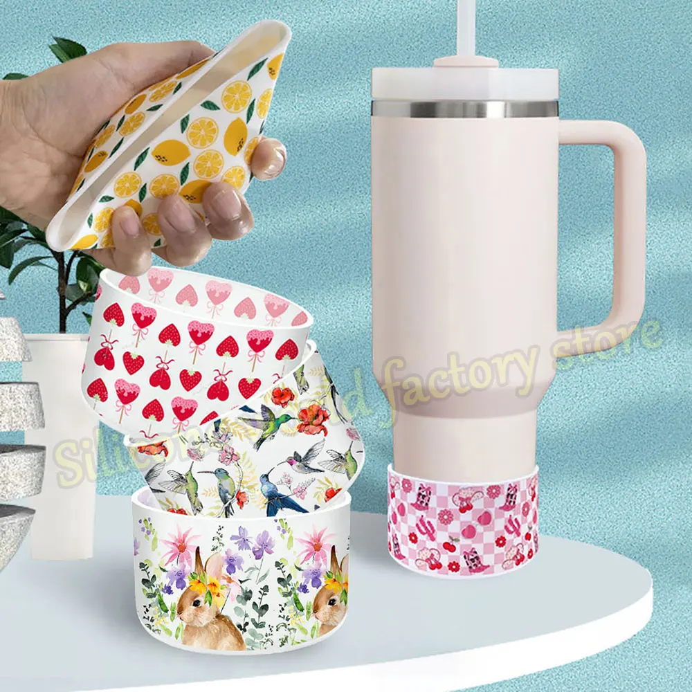 SW Silicone Cup Boot Sleeve 7.5CM Patterned For Stanley 40oz Tumbler Cup Bottom Cover Ice Flow 30/20oz Water Bottle Covers