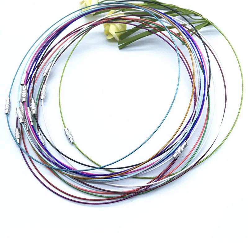 10pc/lot 1mm Stainless Steel Choker Necklace Wire Cord Rope with Brass Screw Clasp for DIY Jewelry Making Craft 45cm/18inch Z952