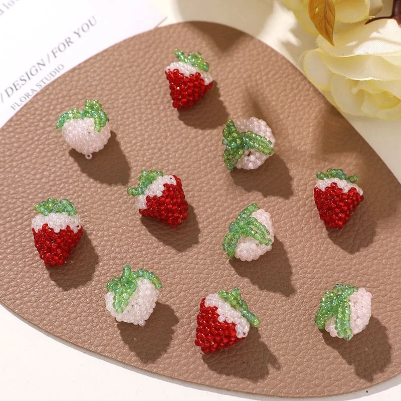 

2025 Newest 20pcs/lot color glass beads decoration cartoon strawberry Peach shape handmade beads diy jewelry garment accessory