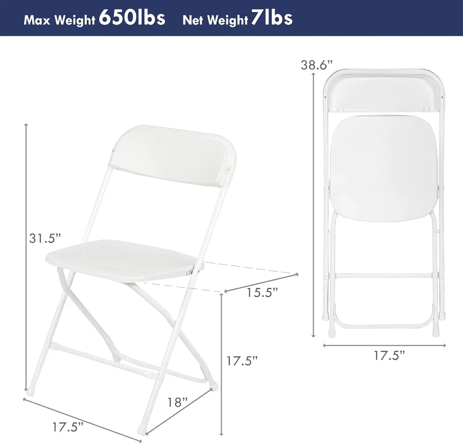 Folding Chair,Comfortable Event Chair with Back,Portable Stackable Commercial Seat for Indoor and Outdoor,Offic