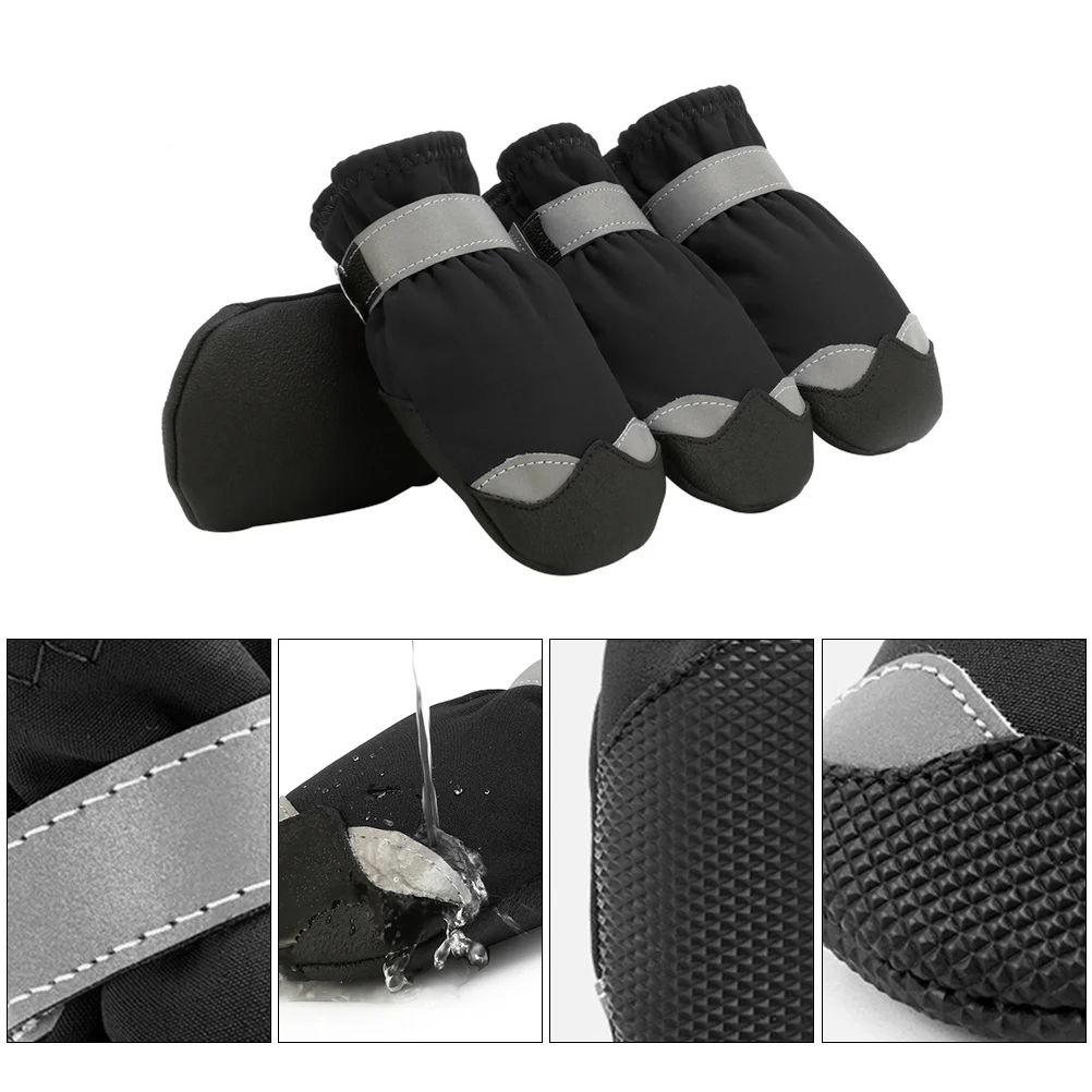 

1Set Dog Boots Waterproof Non-Slip Paw Protectors Anti-Collision Soft Durable Winter Snow Shoes for Puppies Dog Boots
