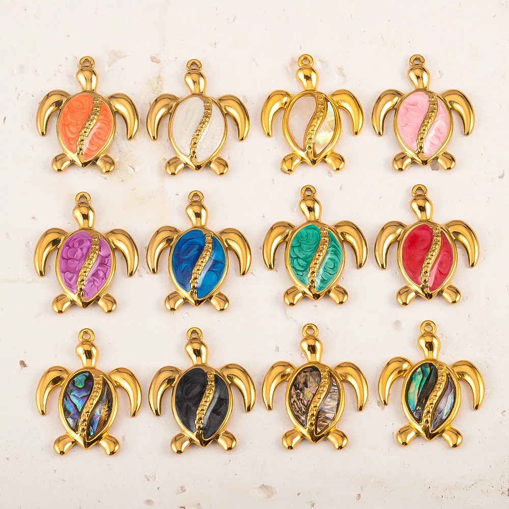 

2pcs Stainless Steel Multi ColorTurtle Pendants Charms For High Quality Jewelry Making Bracelet Necklace Accessories Wholesale