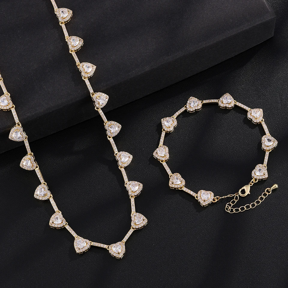 ZAKOL Hip-Hop-Mode-Set mit Regenbogen-Herz-CZ-Tennis-Armband und Halskette, vollständig mit AAA-Kubikzirkonia besetzt, Hip-Hop-Schmuck für Damen – Detail 9