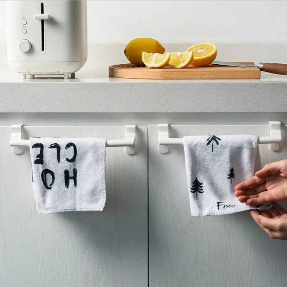 Portable No Drilling Towel Rack Hanging Towel Hard Plastic Towel Holder White Easy to Assemble Bathroom Accessories Cabinet Door