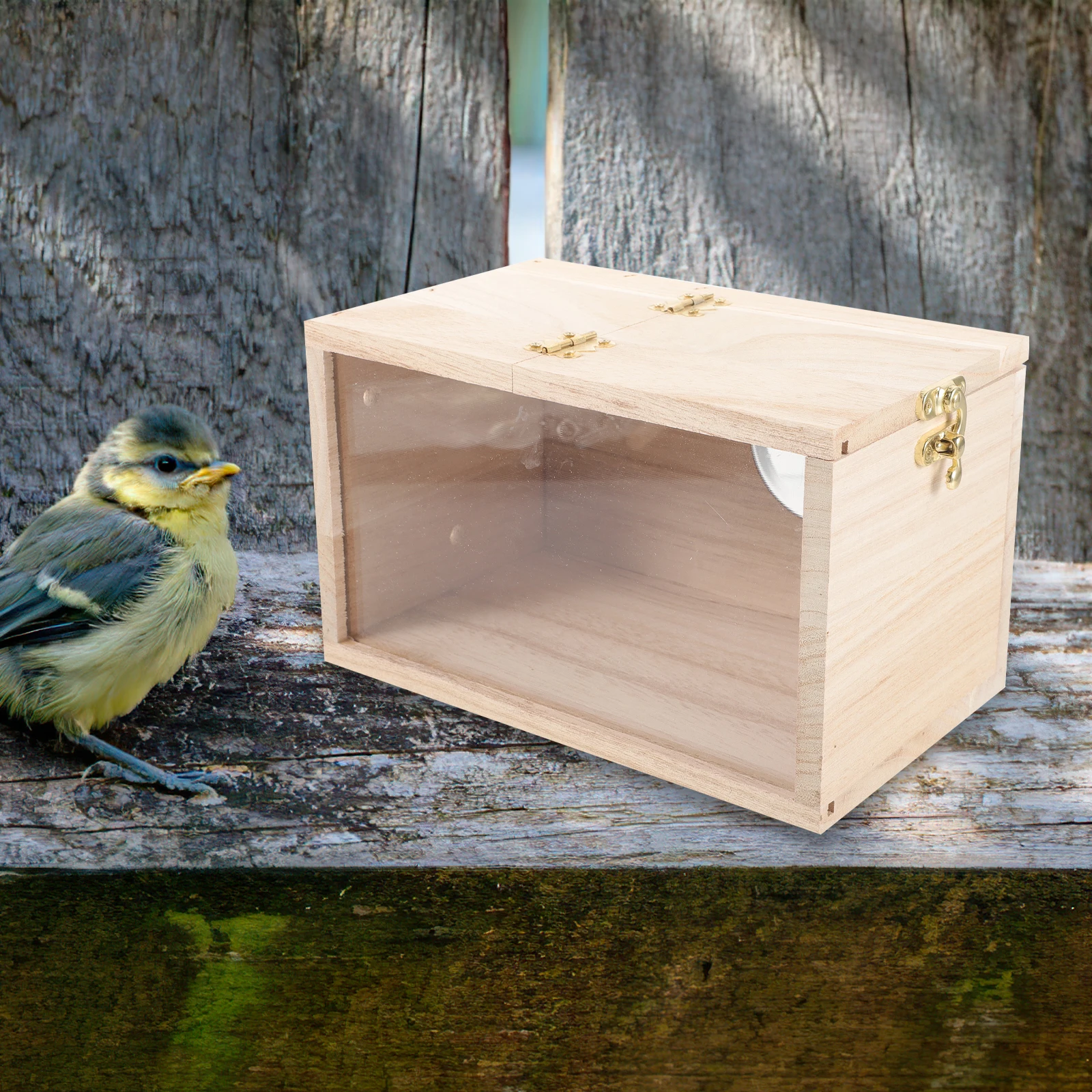 

Wooden Bird House 12x12x19.5cm Parrot Breeding Box Transparent Nesting Home Small Parrots Pet Birds Garden Outdoor Decor