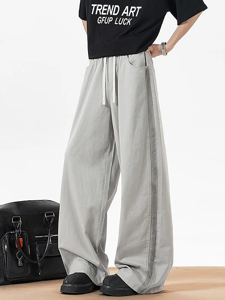 

Мужские повседневные брюки Qui Dry: Новинка лета от гонконгского модного бренда, свободные широкие прямые брюки в полоску