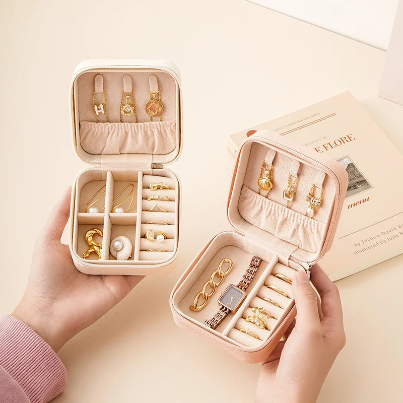 Simple Square Mini Jewelry Box Travel Portability Suitable Storing Earrings Rings Bracelets Other Jewelry Storage Display Box