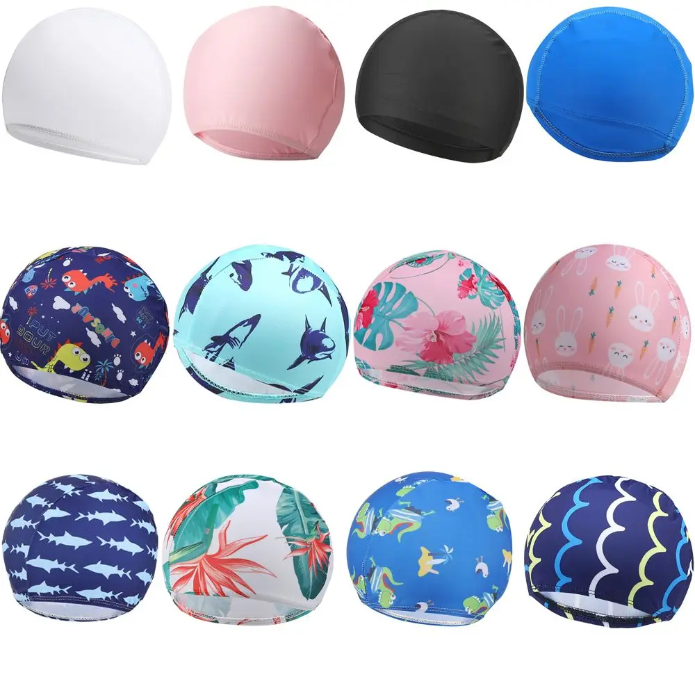 كارتون الأطفال بنين بنات نسيج عالي المرونة قبعة حمام السباحة قبعة السباحة قبعات السباحة #2