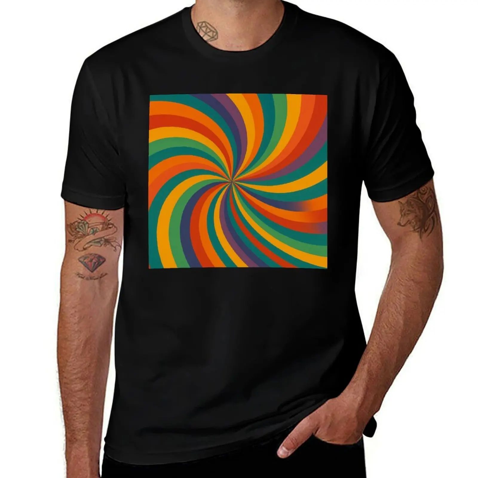 

Psychadelic Colorful Rainbow Swirl T-Shirt shirts graphic clothes Men's t-shirt