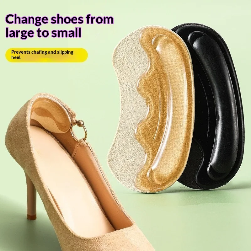 Silicone Suede Self-Adhesive Heel Grips, Thick Anti Rub Shoe Size Reducer Inserts for High Heels, Work & Sports Shoes