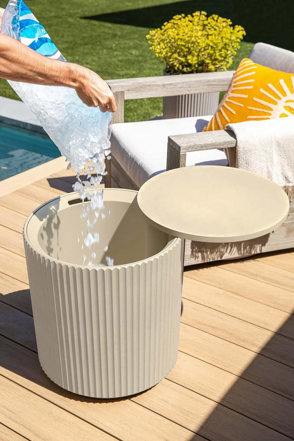 Cooler Side Table - 2 in 1 - Designed for use as Outdoor Side Table, Patio Decor and Ice Chest