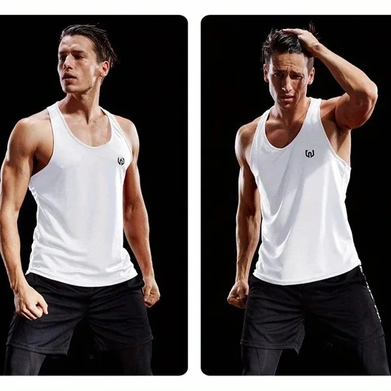 1 Piece Men\'s Letter Print Sleeveless Shirt Athletic Quick Dry Breathable Slightly Stretch Moisture Wicking Loose Tank Top Train