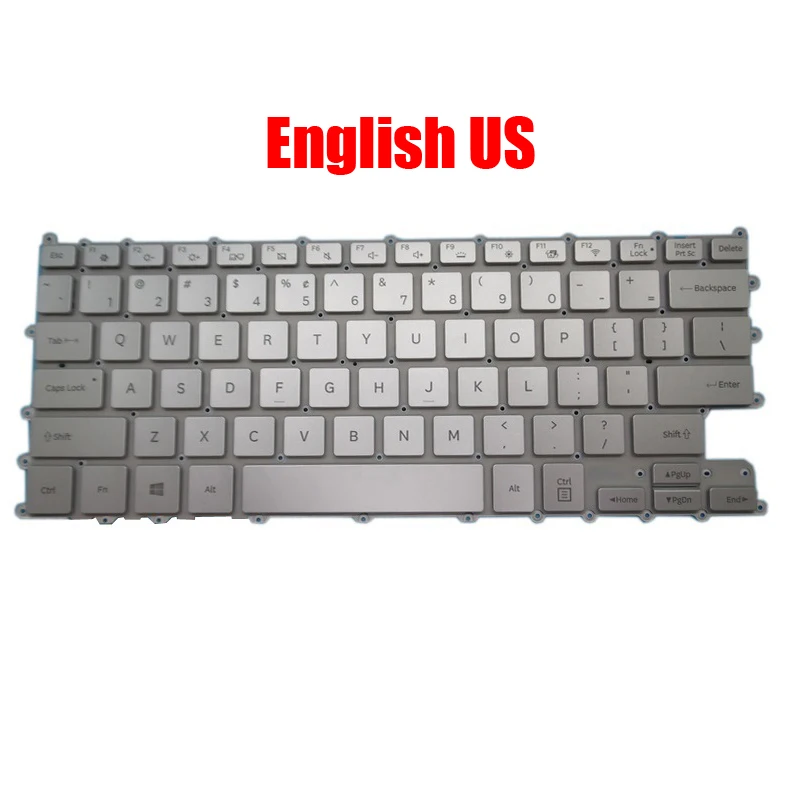 Teclado de laptop para Samsung NT930XBV 930XBV Inglês EUA Coreia KR com retroiluminação prata novo