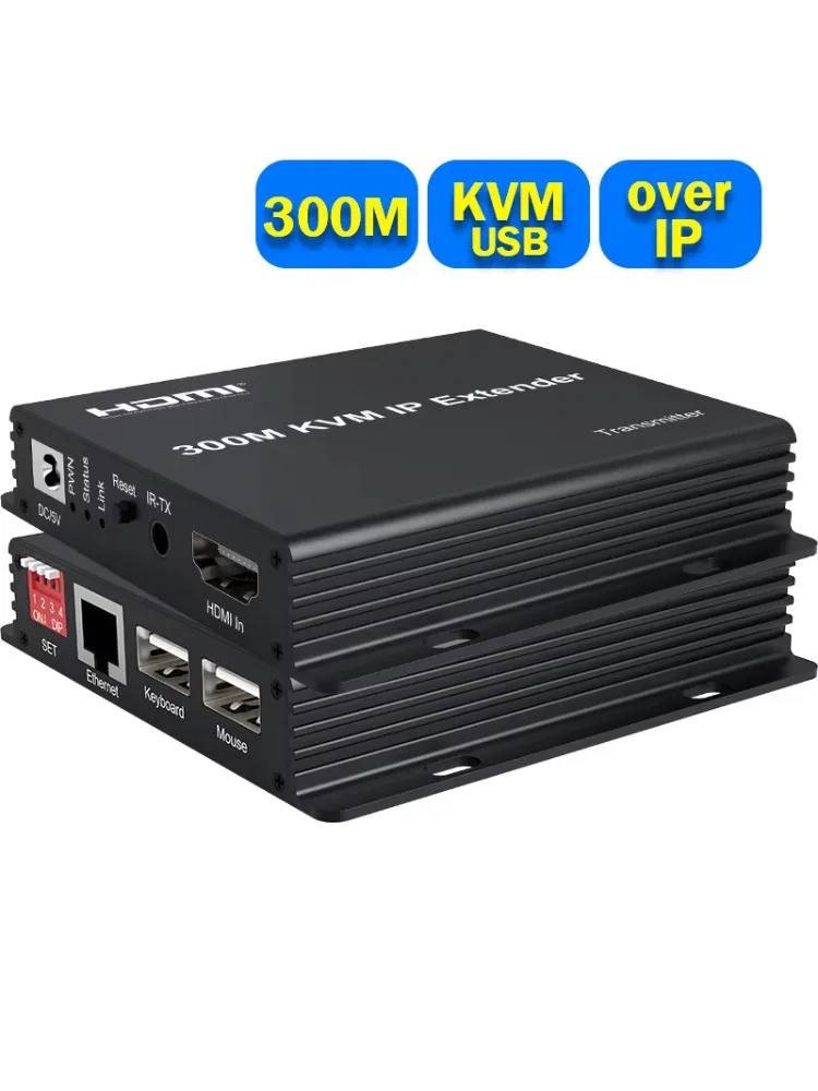 300M HDMI KVM Extender over IP Rj45 Cat5e/6 1080P HDMI USB Ethernet Extender 984FT Support Przełącznik sieciowy dla klawiatury USB z myszką — zdjęcie produktu 7