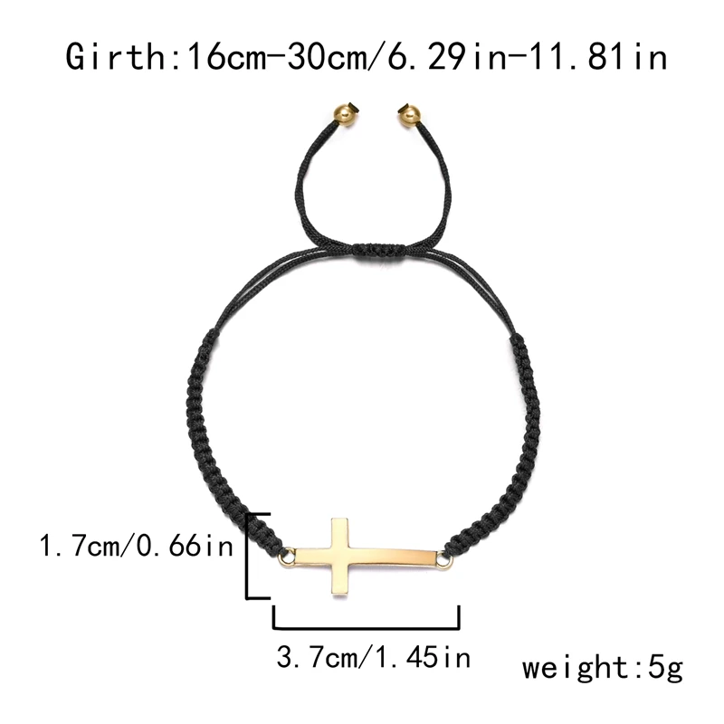 Hip Hop Edelstahl Kreuz geflochtenes Armband für Frauen Männer rot schwarz einfaches Paar verstellbare Handgelenk Armreif Christian Souvenir – Detail 18