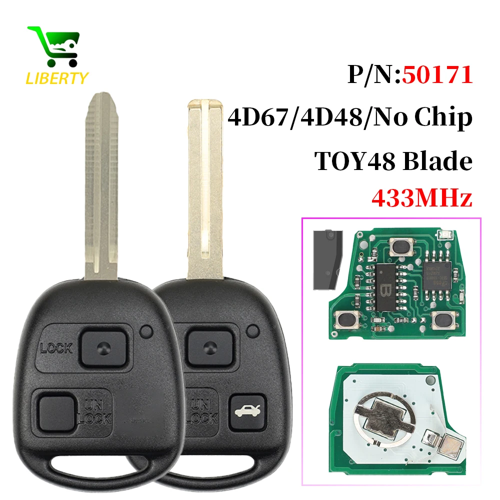 

Liberty 50171 for Toyota Prado 120 RAV4 Kluger Previa FJ Cruiser Land Cruiser 100 Remote Key 433MHz 4D67/4C Chip Fob 2/3 Buttons