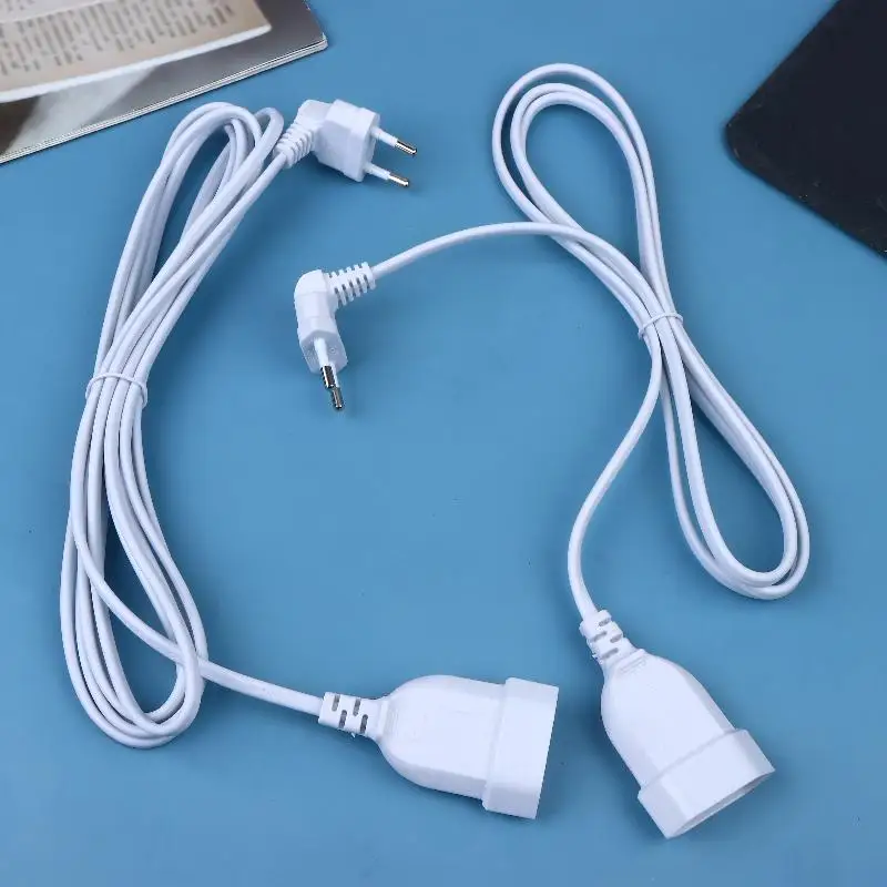 2-Prong EU Power Extension Cord; Male-Female Socket for PC & Table Lamp, 30/60/180/300CM
