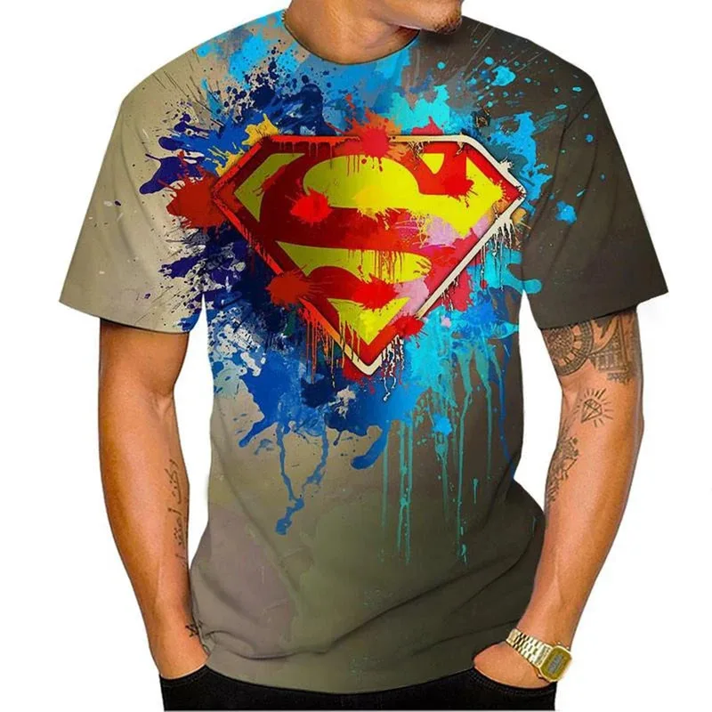 أزياء الصيف بارد خارقة 3D المطبوعة الرجال تي شيرت محايد عارضة المتناثرة الرجعية قصيرة الأكمام