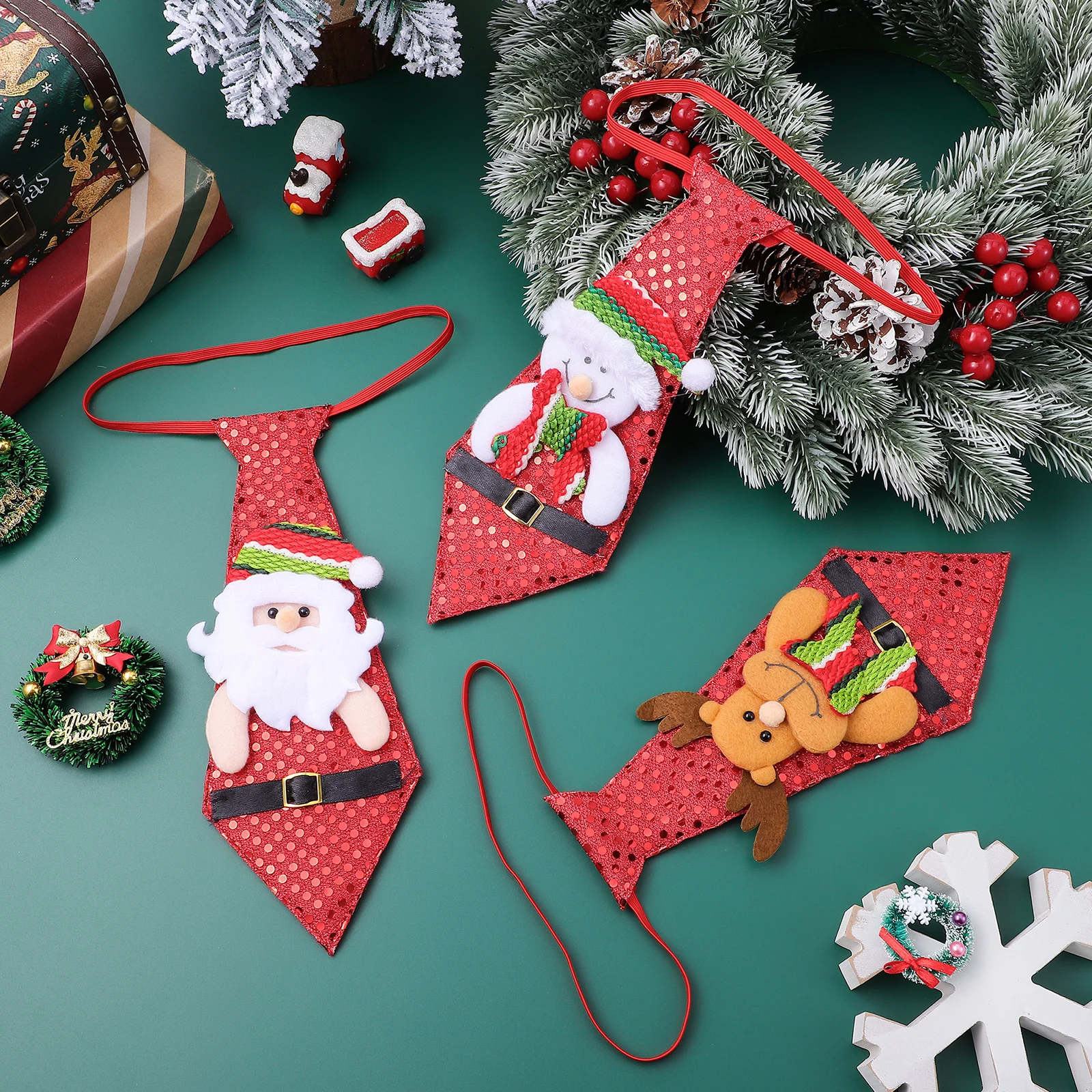 

3 Patterns Bow Decor Christmas Gifts for Kids Boys Infant Cartoon Tie Christmas Tie Decor Accessories Holiday Party Wear