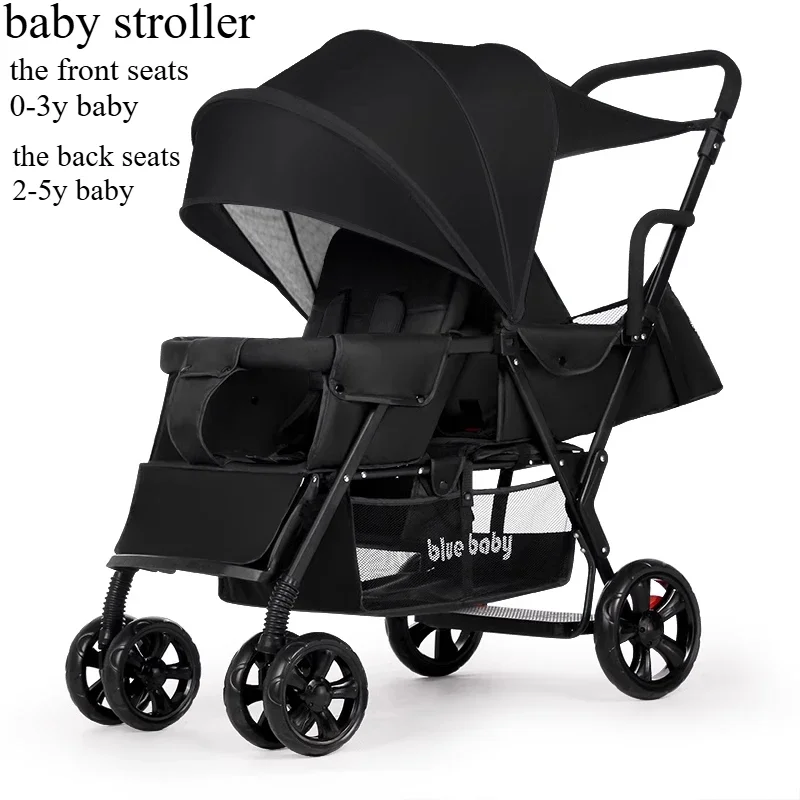 The size of the twin stroller removable the front and rear seats are light and folded and it is convenient to sit and lie down