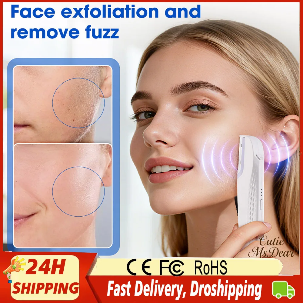 

Sonic Dermaplaning Razor for Women's Face Lighted Rechargeable 6 Replaceable Blades Facial Exfoliation Hair Fuzz Remover 3 Speed