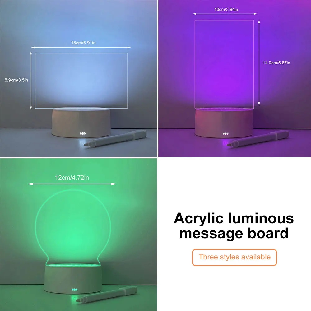 Creative Note Board LED Night Light USB Message Board Holiday Light with Erasable Pen Color Changing Table Lamp Children Gift