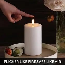 3/1x Flameless Paraffin Candle Battery Operated Window Lamp Real Wax Pillar LED Candle Remote Atmosphere Light for Camping Party