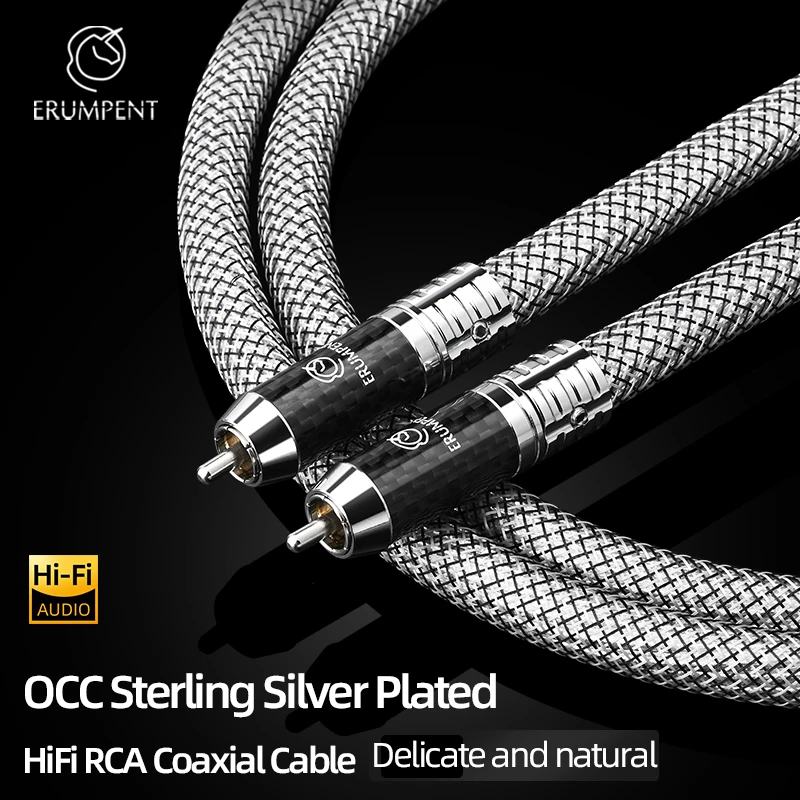ERUMPENT HiFi RCA Coaxial Digital Audio Cable Hi-end Silver Plating RCA Male to Male  SPDIF Coaxial Cable for Subwoofer TV DVD