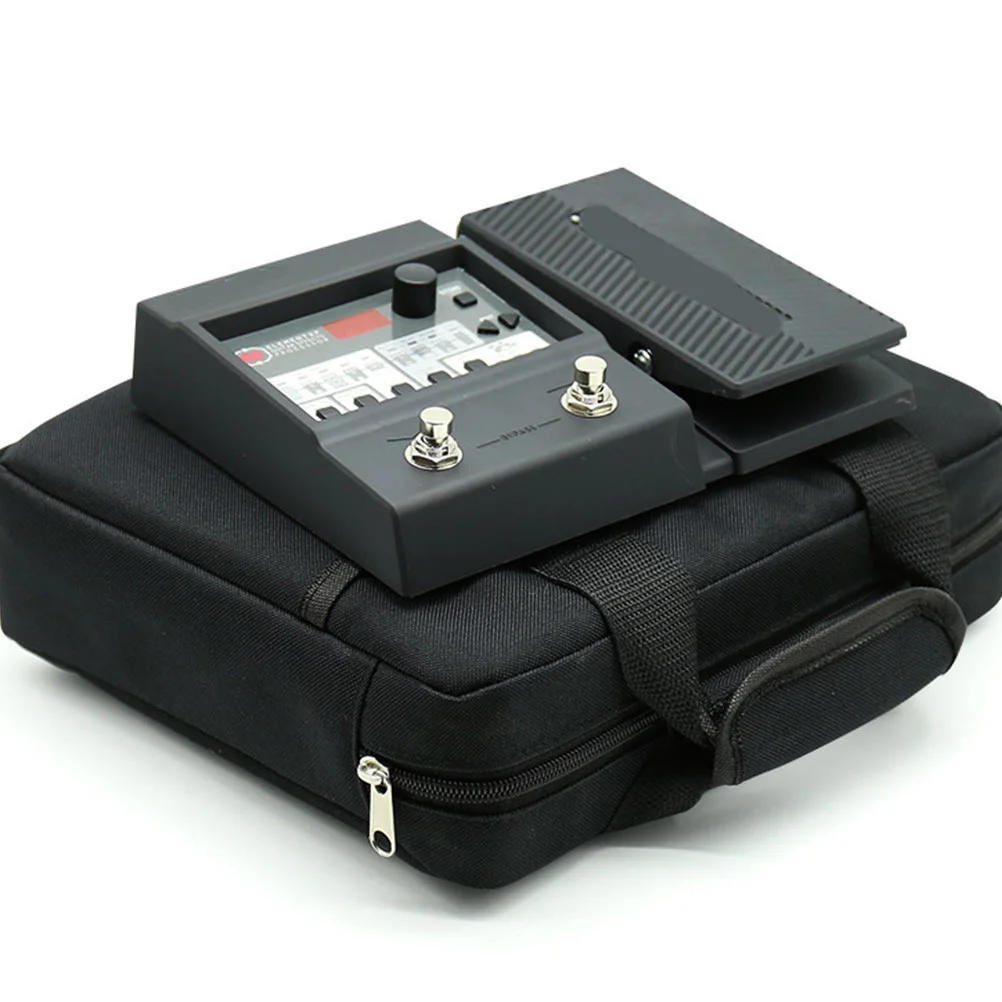 1Pcs Guitar Effector Storage Pouch Hard Shell Black Waterproof Oxford Fabric Portable Organizer Case for Guitar Accessories