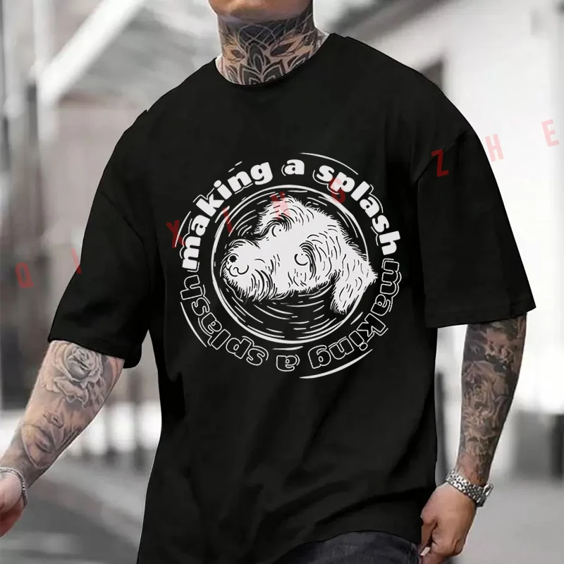 

Dog Looking At The Sky With Circular Phrase Design 2026 Cotton Casual T-shirts Mens Summer Motorcycle Cycling Sportswear Top Tee