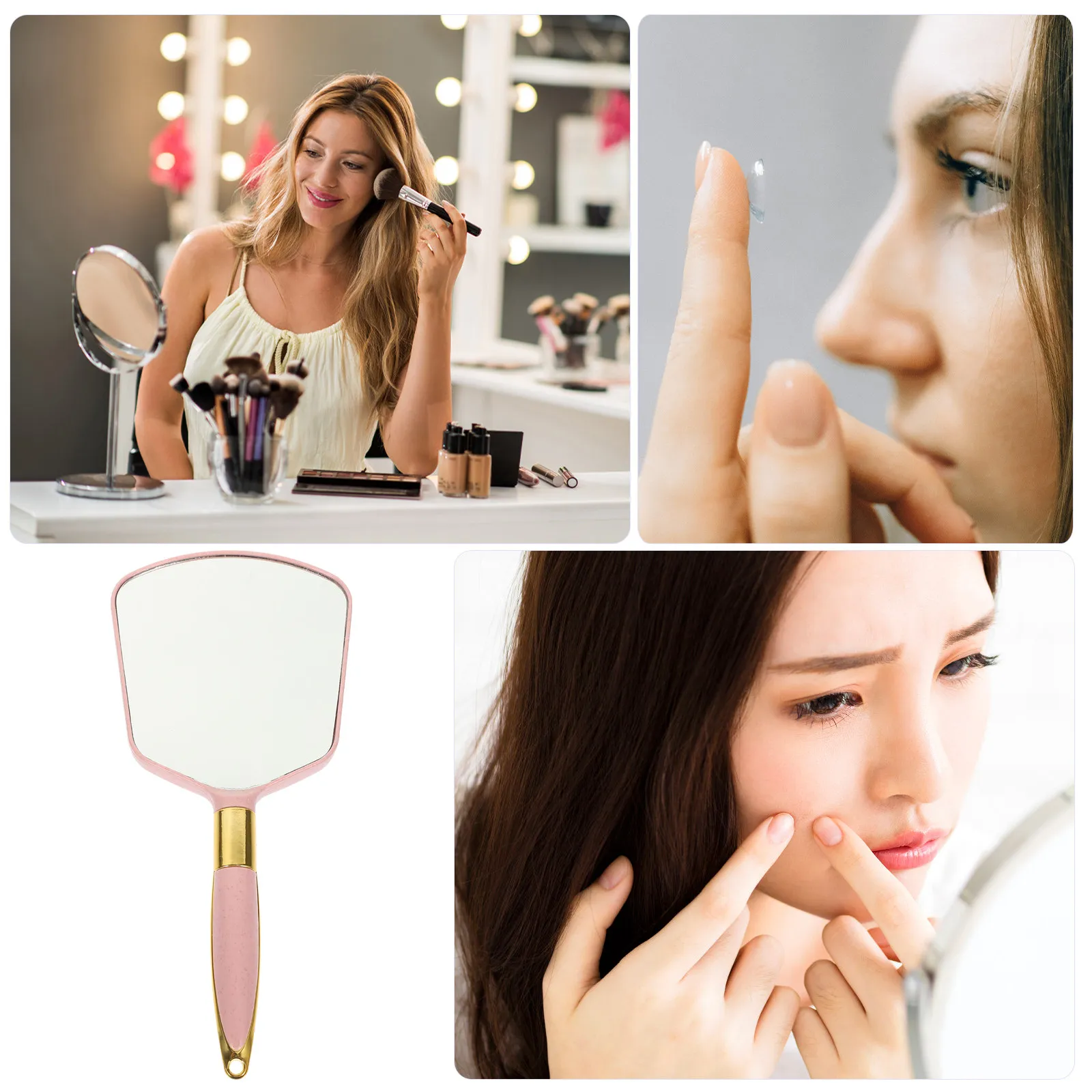

High Definition Handheld Mirror Ergonomic Handle Design Portable Compact Makeup Mirror for Travel Home Office Jewelry