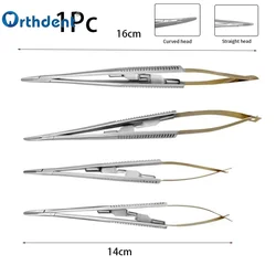 1 szt. Dentystyczny Implant ortodontyczny Castroviejo wkręty igłowe 14/16cm prosta/zakrzywiona głowica stomatologiczna narzędzie szczypce chirurgiczne