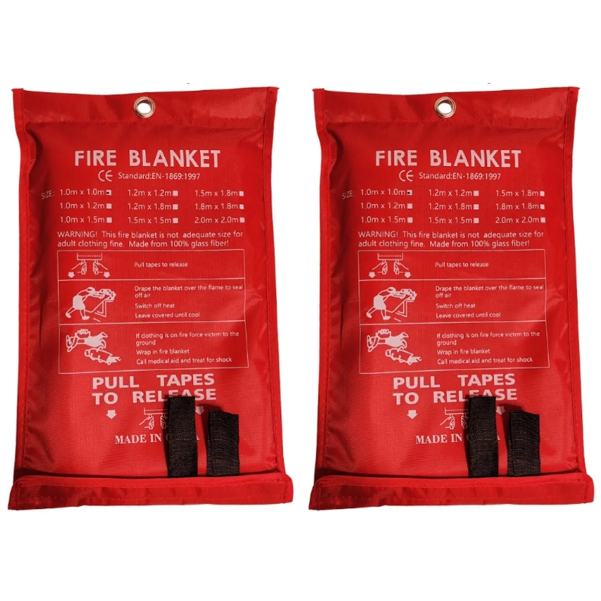 2PCS Emergency Fire Blanket, Fire Blanket, Fire Suppression Blanket for Kitchen, Grill, Fireplace (39.4Inch X 39.4Inch)