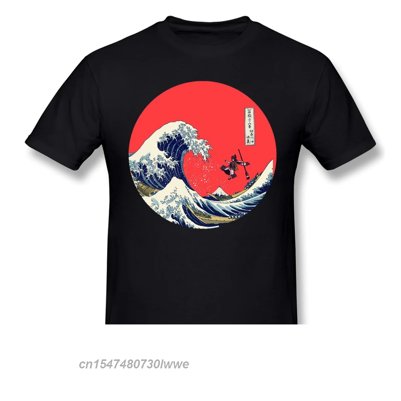 Kanagawa Hokusai Black T Shirt Fate Grand Order Homme T-Shirt Tees Pure Cotton Men Top T-Shirts Short Sleeve