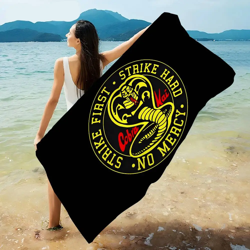 Classic TV Dramas Cobra Kai Anime Beach Swimming Towel Soft Absorbent Washcloth Children's Gifts for Kids Travel Camping Gym